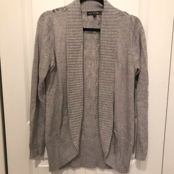 Lace Back Gray Cardigan - Picture 1 of 5